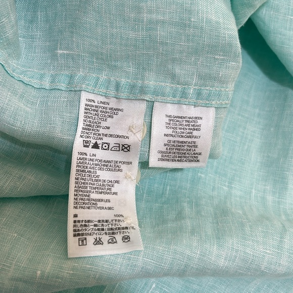 TOMMY BAHAMA MEN RELAX FIT DRESS BUTTON UP SHIRT 100 % LINEN TURQUOISE Sz XL - Picture 10 of 11